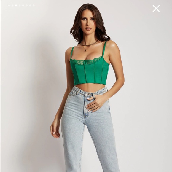 Meshki | Tops | Meshki Lake Lace Cami Crop Top Corset Green | Poshmark